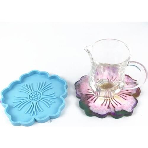 Flower Coaster Epoxy Resin Mold Cup Mat Pad Silicone Mould DIY Crafts Decorations Ornaments Casting Tools