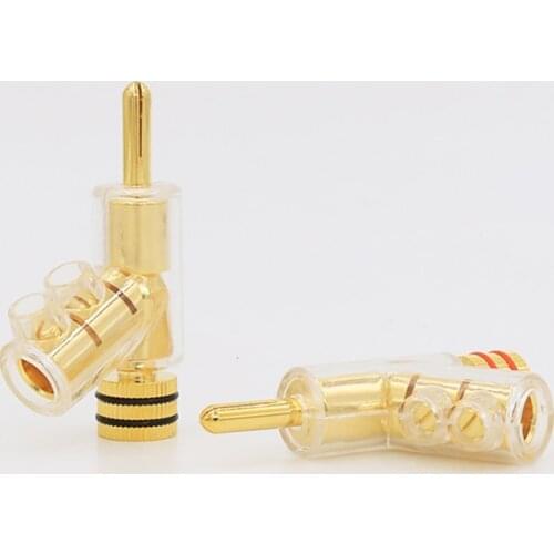 24K Gold plated Audio Banana Connectors 45Dgree Locking banana connector plug