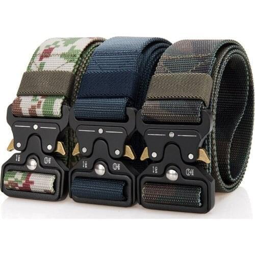 Q 2020 New Mens Tactical Belt Nylon Automatic Training Ceintures Military Strape Metal Buckle Army Style Multifunctional