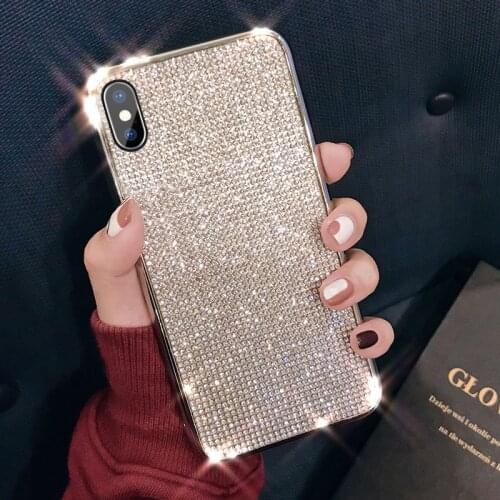 Luxury Rhinestone Glitter Case for iphone X XS MAX XR 7 8 6 6S Plus Soft Silicone Bling Diamond Back Cover Sexy Girl Phone Cases