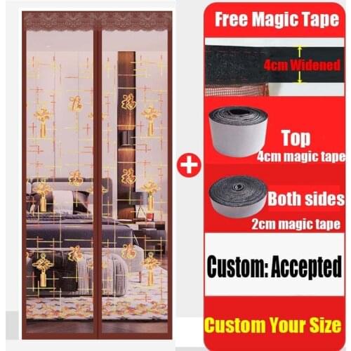 Embroidery Blessing Summer Anti-Mosquito Fly Bug Insect Door Curtain Net Magnetic Automatic Close Bedroom High Density Mesh