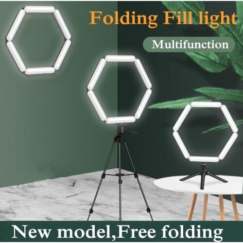 New Folding Dimmable Photography Lighting LED Selfie Ring Light fing Lamp With Stand Tripod For Youtube Makeup Video Live Studio