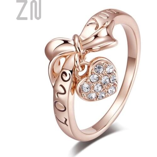 ZN 2020 Rings For Women Sweet Heart Shape Pendant Cubic Zirconia Ring Fashion Jewelry Valentines Day Gifts