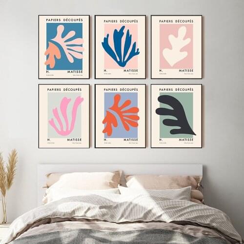 Henri Matisse Abstract Flower Illustration Canvas Painting Cut Out Print Vintage Exhibition Poster Wall Art Pictures Home Decor