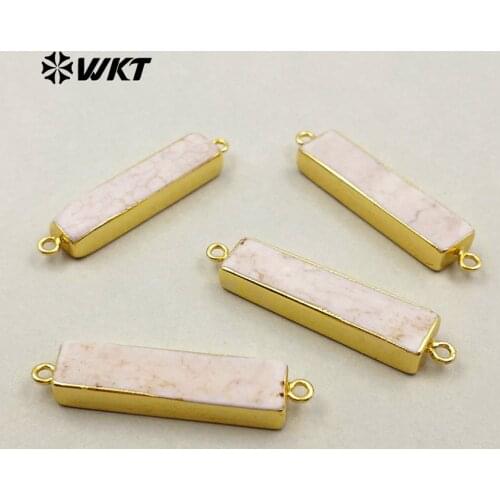 WT-C224 WKT Wholesale Generous Natural White Stone Bracelet Pendant Jewelry Rectangle Shape Fashion Necklace Connector