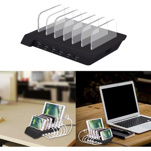 Top Deals 10.2A 6 Port USB Charging Station Universal Desktop Tablet & Smartphone Multi-Device Hub Charging Dock