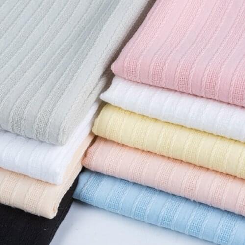 Wide 55'' Cotton Pure Color Jacquard Fabric in Spring Summer for Garment Shirt Dress Clothing Material