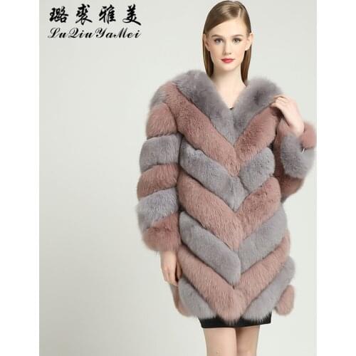Womens Fur Coats Real Fox Long Sleeve Vest for Female Russian Luxury Medium Length Warm 2020 New Genuine Fur Jackets Winter