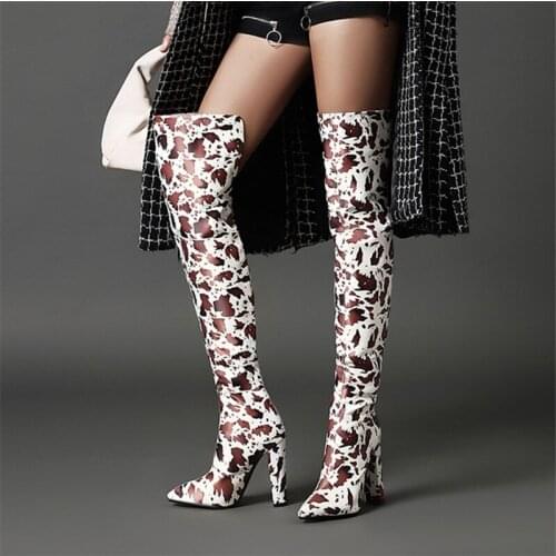 2021 Sexy European and American style microfiber fashion boots pointed super high heel large size high tube boots women