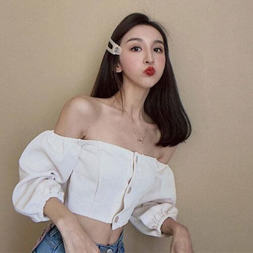 Woman Sweaters Pullover Womens Summer off-Neck Cute Puff Sleeve Sweater T-shirt Femme Chandails