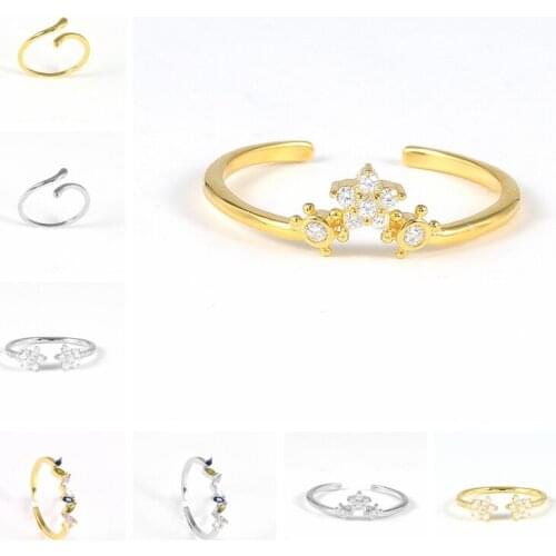 BOAKO Rings For Women Girls Star Petal 925 Silver Ring 2021 Trend Anillos Mujer Fine Jewelry Paired Rings Bulk Minimalist