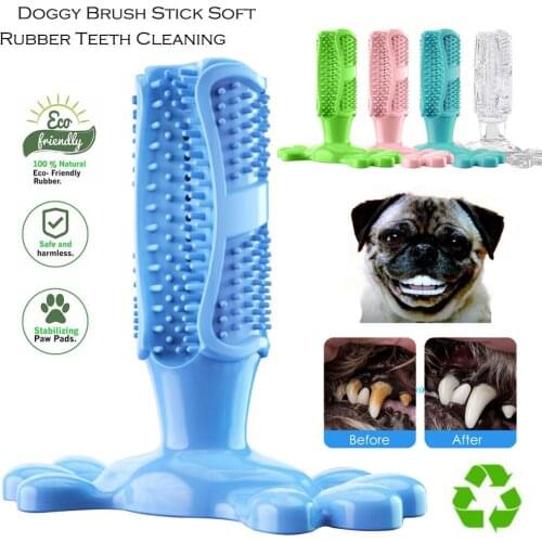 Pet Dog Toothbrush Chew Toy Doggy Brush Stick Soft Rubber Teeth Cleaning Dot Massage Toothpaste for Small dogs Pets Toothbrushes