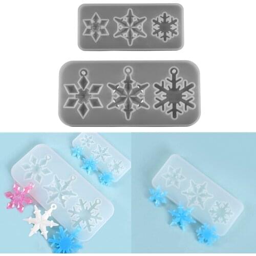 1Set Snowflake Pendants Silicone Molds Christmas Snowflake UV Epoxy Resin Mold for DIY Crafts Charms Pendant Jewelry Making Tool