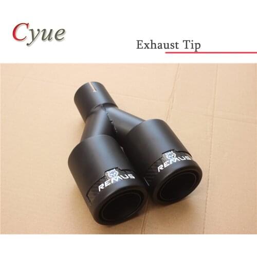 1PCS Black Stainless Steel Universal Exhaust Tip Remus Dual Exhaust Muffler Pipe Tip for bmw benz honda etc