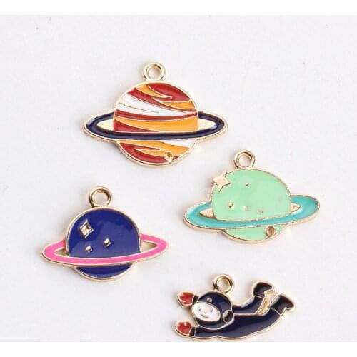 10pcs Diy Handmade Accessories Star Astronaut Earrings Materialpendant Accessories Koreanpopular Alloy Zinc Alloy Cartoon Women