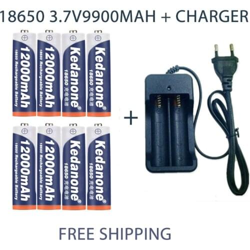 18650 Battery Rechargeable Battery 3.7V 18650 12000mAh Capacity Li-ion Rechargeable Battery For Flashlight Torch Battery+Charger