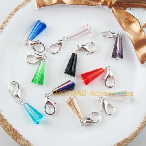 20 New Tower With Clasps Charms Silver Plated Crystal Beads Mixed