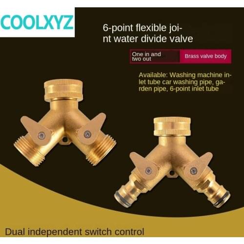 3/4 inch water divider inner wire live connection shunt tee full copper ball valve switch faucet water pipe one point two way