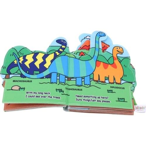 3D Baby Cloth Book 12 Pages Dinosaur Big Book Cloth Practice Hand Early Learning Educational Books Soft Cute Washable Book 1pc