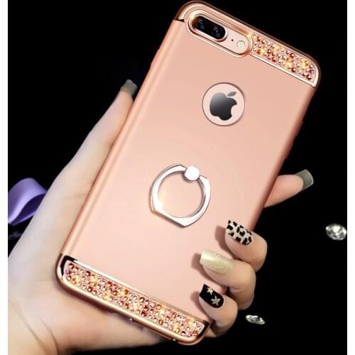 Glitter Mobile Phone Case For iphone 11 pro max XR XS 5 se Cover Bling Ring Stand Hard Phone Shell For iphone 7 8 plus 6 s capa