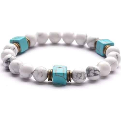 Lava Stone Cube Beads 8MM Howlite Bracelet Man Fashion Women Gift For Bracelets