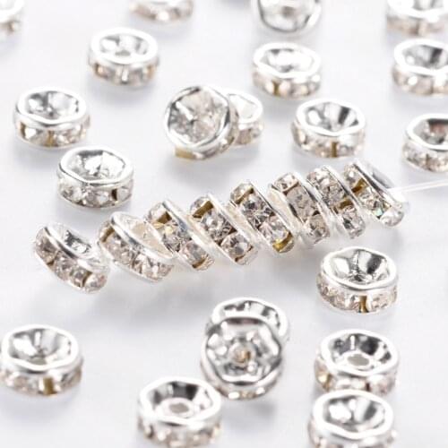PANDAHALL 500pcs Brass Crystal Rhinestone Spacer Beads 6/7/8mm Rondelle Jewelry Makings Findings Free Shipping Wholesale