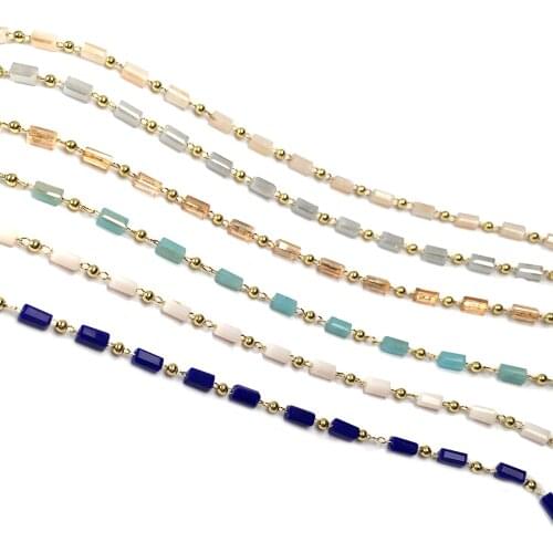 1 Meter Handmade Crystal Copper Chain stone Beads Chains for Jewelry Making DIY Necklace Bracelet Anklet Accessories