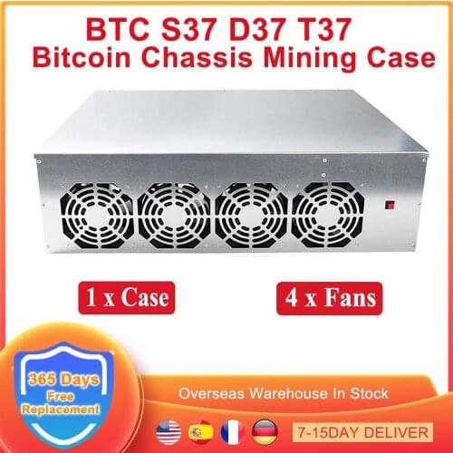 BTC S37 D37 T37 Mining Case 8 GPU Bitcoin Crypto Miner Chassis with 4 Fans Low Power Consumption PSU ETH ETC Ethereum Miner Rig