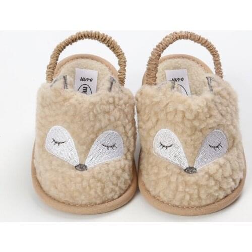 Baby Shoes Winter Indoor Slippers Toddler First Walkers Plus Velvet Cartoon Girl Shoes
