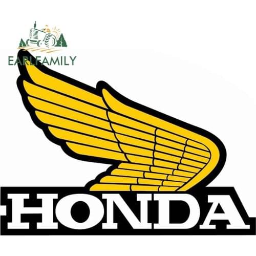 EARLFAMILY 13cm Funny Auto Car Stickers and Decals Waterproof Bumper JDM SUV Vinyl Car Wrap Laptop for Honda Wings Yellow Retro