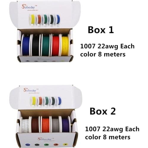 UL 1007 22awg 80m Electrical Wire Cable Line 10 colors Mix Kit box 1+ box 2 stranded wire Airline Copper PCB Wire DIY