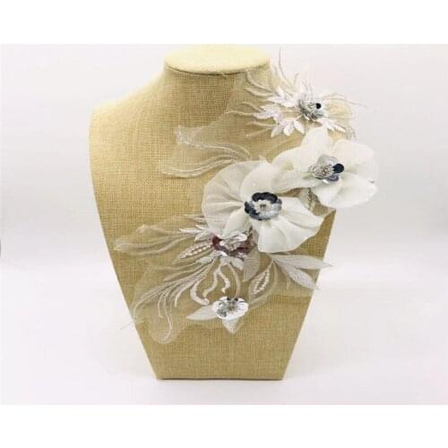 European Meteor Beaded Stereo Lace Flower DIY Hand Sewn Jeans Short Sleeve T-Sleeve Applique Apparel Accessories