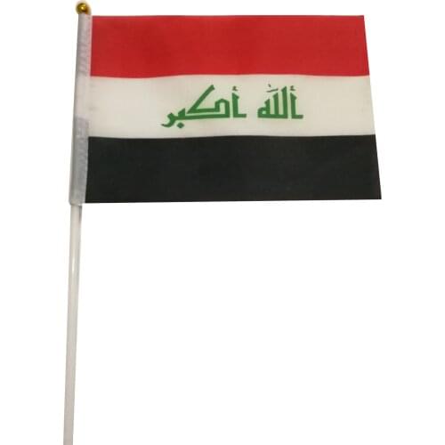 JiaHao 1PC 14*21CM Wholesale 100% Polyester Stock Iraq Hand Flag