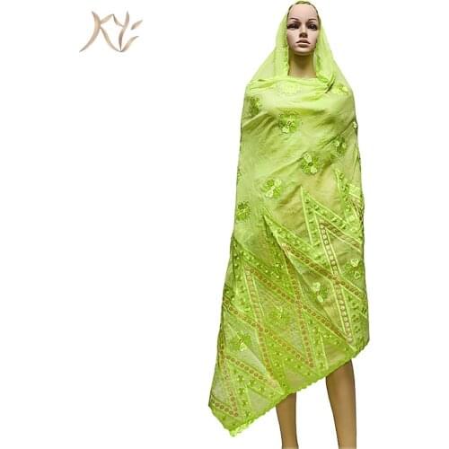 Hot Sale African Women Scarfs Big Circle Design Big Embrodiery Cotton With Grenadine Big Scarf for Shawls Pashmina Sc-20