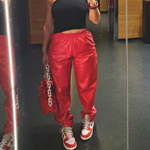 Женские кожаные брюки HANQIU China At AliExpress