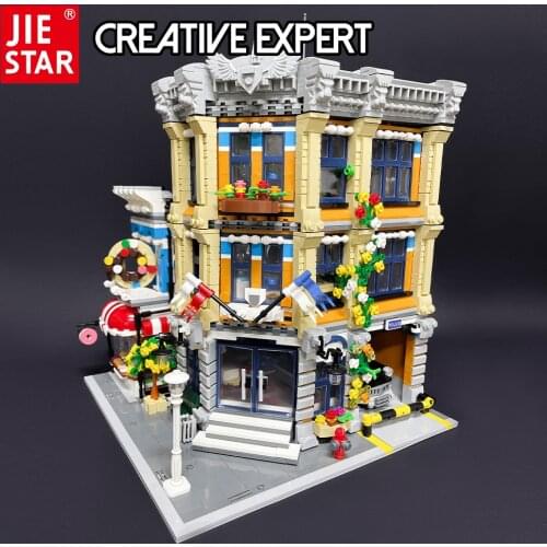JIESTAR Creatoring Expert Street View Police Station Moc Moduler House Building Blocks Bricks Model Toys 89134 Corner Cafe