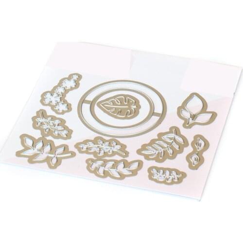 Leaves Circle Flower Metal Cutting Dies for DIY Scrapbooking Crafts Dies Cut Stencils Maker Photo Album Template Handmade