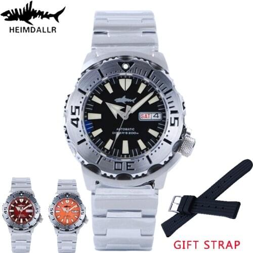 HEIMDALLR Monster Mens Diving Watch Automatic Mechanical Mens Watch NH36A Movement Automatic Calendar Week relógio masculino