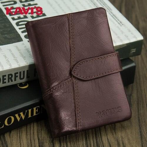 Wallets for Man Mens Wallet Short Zipper Bag Buckle Mens Wallet Crazy Horse Leather Mens Bag Coin Change Clip