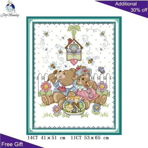 Joy Sunday Bear Heaven Embroidery Home Decor K906 14CT 11CT Counted and Stamped Naughty Bears' Heaven Cross Stitch Kits