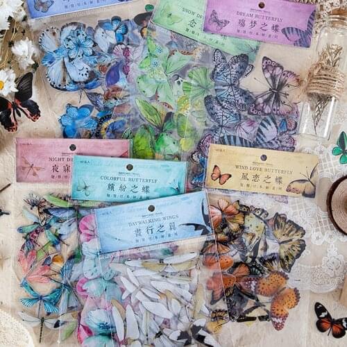 40 pcs/bag Butterfly specimen series Decorative Stationery Stickers Scrapbooking DIY Diary Album Vintage Stickers 8 Designs