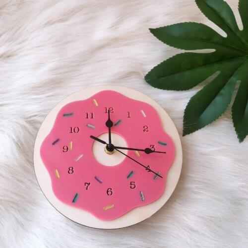 INS Nordic Donut Shaped Wall Clock Cartoon Silent Mute Clocks Kids Room Decoration Ornament Figurines Photo Props Nursery Decor
