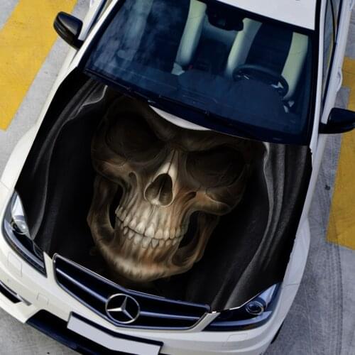 Customizable HD Skull Hood Decal Car Bonnet Graffiti Stickers Protective Film Auto Graphics Decals Engine Cover Camouflage Vinyl