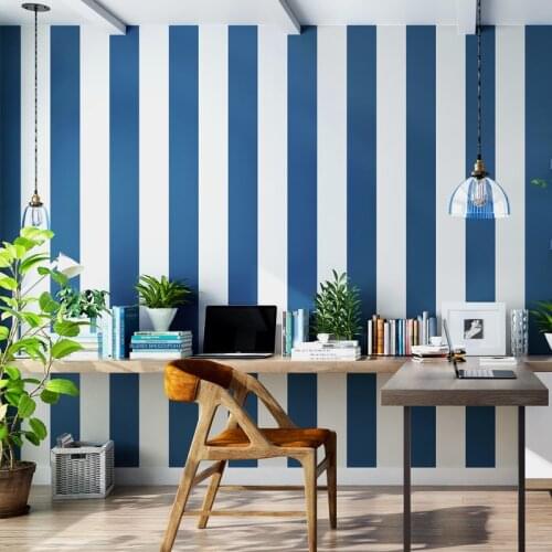 Modern Pink Blue White Stripe Wallpaper For Kids Room Baby Boy Girl Bedroom Wall Paper Self Adhesive Non-woven Wallpapers Qz037