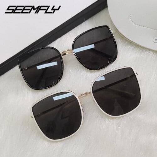 Seemfly Fashion Metal Big Frame Sunglasses Female Outdoor Driving Travel Goggle Eyewear UV400 Shades Oculos Gafas De Sol New
