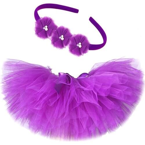 Solid Purple Tutu Skirt Outfit for Baby Girls Birthday Party Tutus Halloween Costumes for Kids Toddler Photo Shoot Tulle Skirts