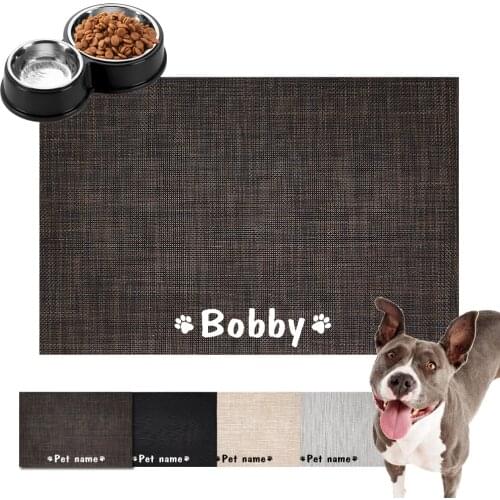 Personalized Waterproof Pet Placemat For Dog Cat Custom Name Pet Food Water Bowl Pad Drinking Feeding Placemat Easy Washing