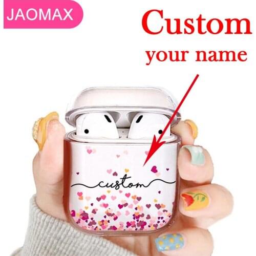 Plastic Hard PC Clear Custom Name Love Hearts Airpods Pro Case for Bluetooth Wireless Air Pod DIY Customized Protetive Covers