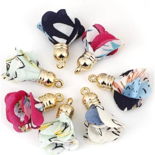 10pcs Multi-size shape Flower Tassel Pendant Arts Crafts Sewing DIY Apparel Sewing Fabric Tassel Fringe