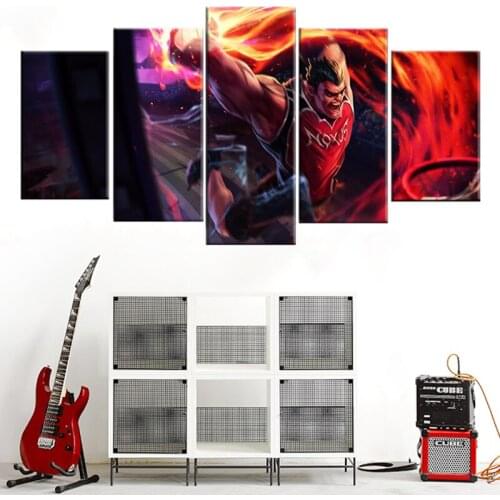 Canvas Printed Poster Home Decor 5 Piece LOL League Of Legends Painting Darius Game Wall Art Picture Living Room Modular Framed
